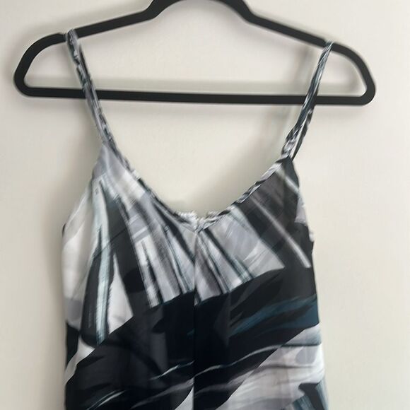 White House Black Market Black Blue Layered Spaghetti Strap Dress Size 6 - Picture 4 of 8